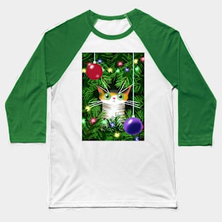 The Cat and the Christmas Tree Baseball T-Shirt